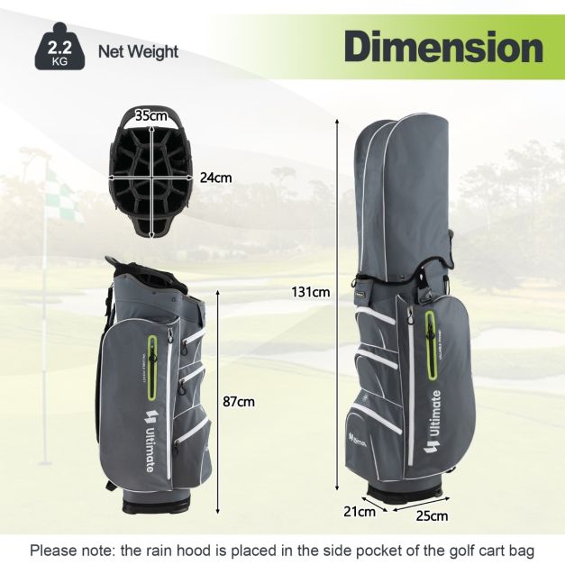 Golf Cart Bag with 15 Way Top Dividers Including Individual Putter Well