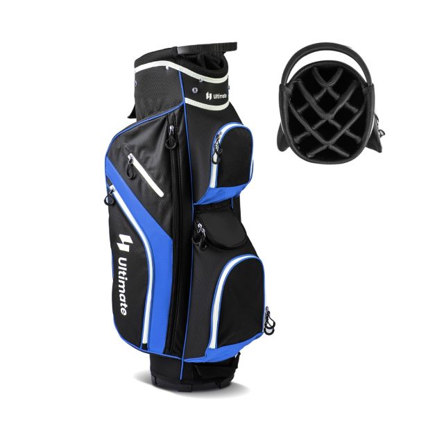 Golf Cart Bag with 14 Way Top Dividers 9 Pockets and Cooler Bag