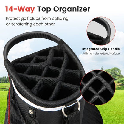 Golf Cart Bag with 14 Way Top Dividers 9 Pockets and Cooler Bag