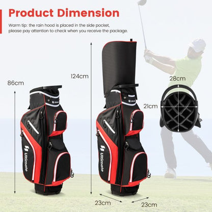 Golf Cart Bag with 14 Way Top Dividers 9 Pockets and Cooler Bag