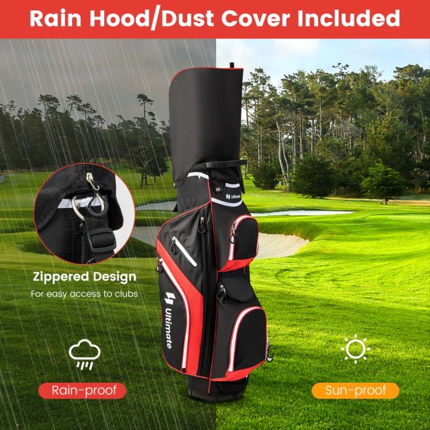 Golf Cart Bag with 14 Way Top Dividers 9 Pockets and Cooler Bag