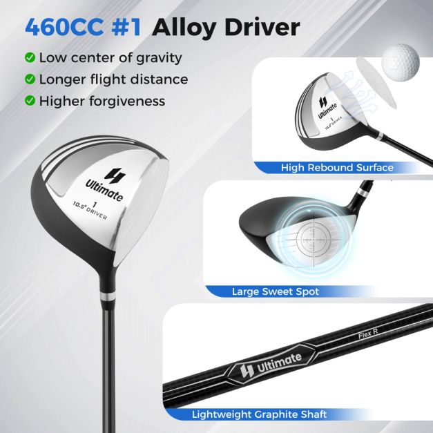Complete Golf Club Package Set with oversize aluminum driver for Outdoor Use