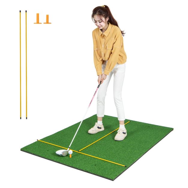 Artificial Turf Mat for Indoor/Outdoor Golf Practice Includes 2 Rubber Tees