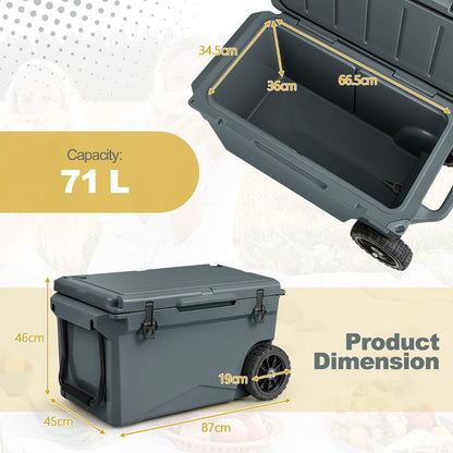 71 L Portable Cooler on Wheels with Handles