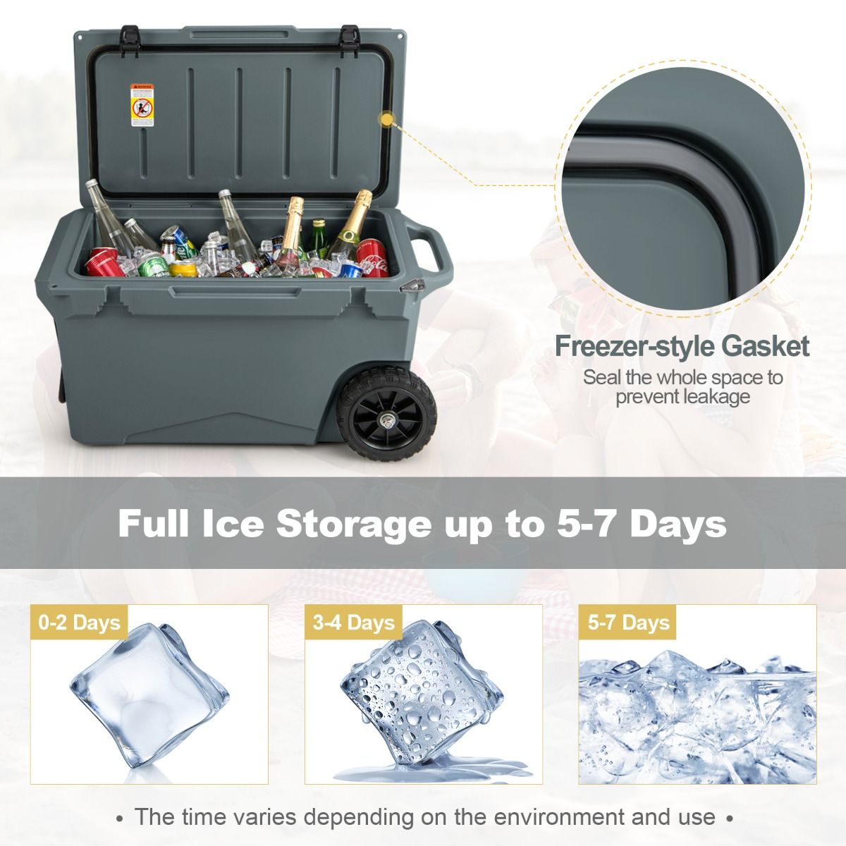71 L Portable Cooler on Wheels with Handles