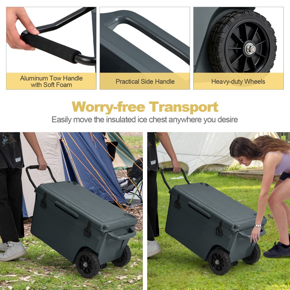 71 L Portable Cooler on Wheels with Handles