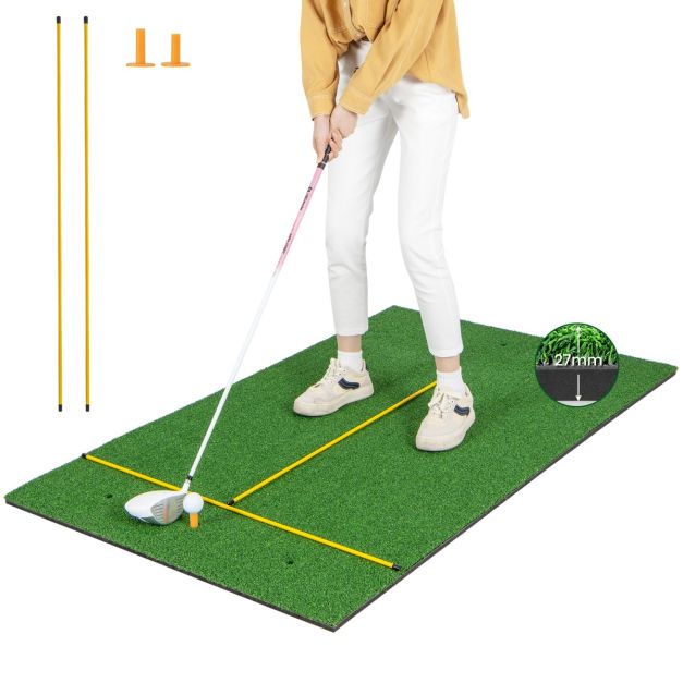 Artificial Turf Mat for Indoor/Outdoor Golf Practice Includes 2 Rubber Tees