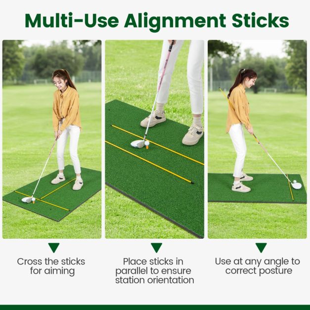 Artificial Turf Mat for Indoor/Outdoor Golf Practice Includes 2 Rubber Tees