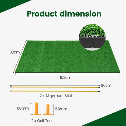 Artificial Turf Mat for Indoor/Outdoor Golf Practice Includes 2 Rubber Tees