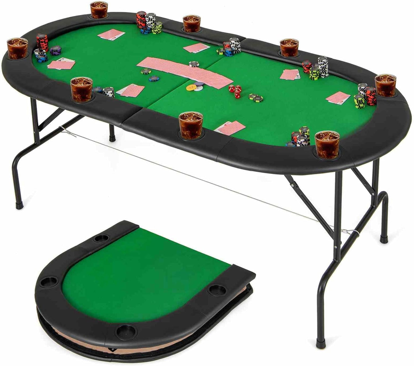 Folding Cardboard Game Table w/8 Cup Holders