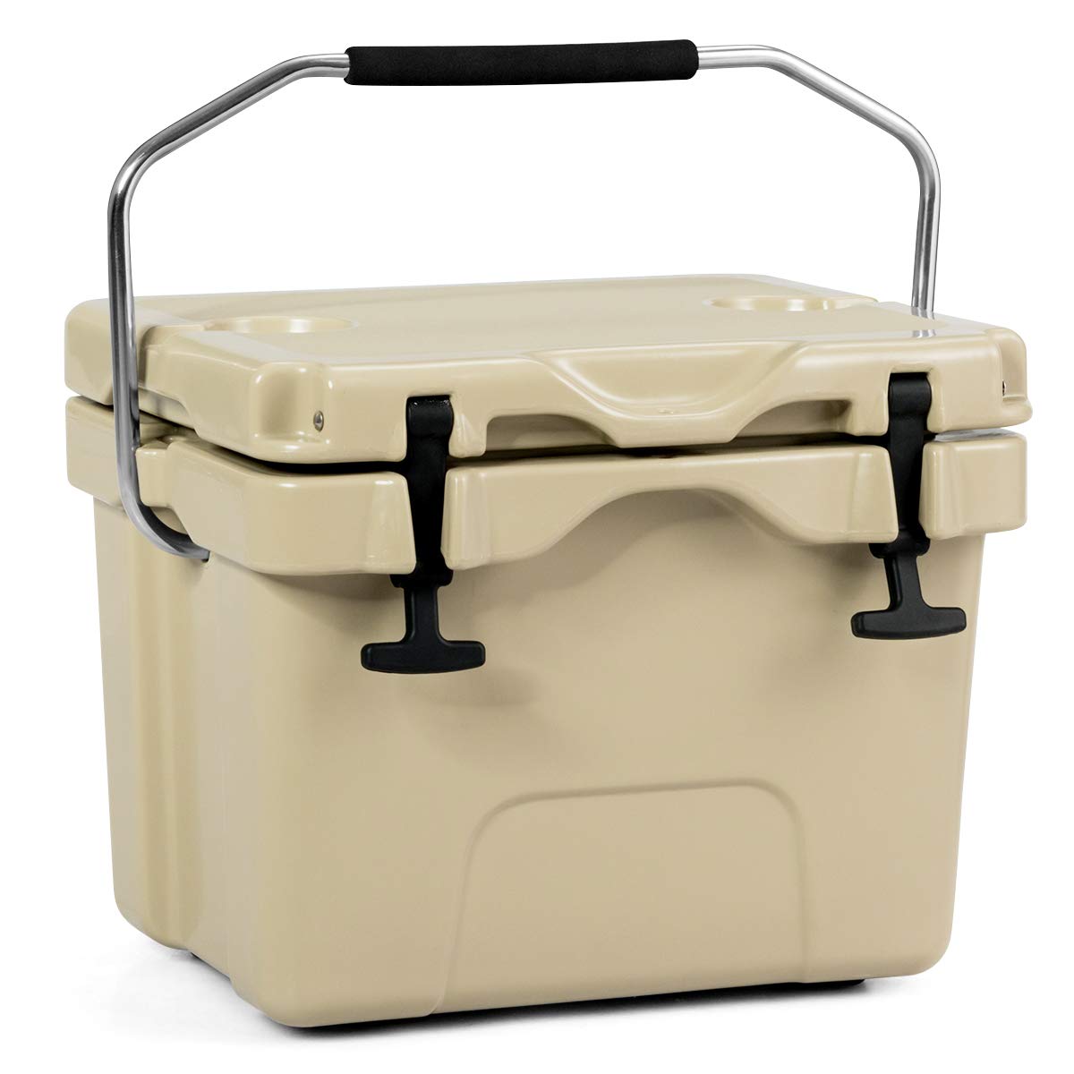 Gymax 16 Quart Cooler 24 Can Insulated Ice Chest Box with Heavy Duty Handle and 2 Cup Holders