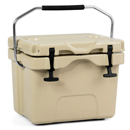 Gymax 16 Quart Cooler 24 Can Insulated Ice Chest Box with Heavy Duty Handle and 2 Cup Holders