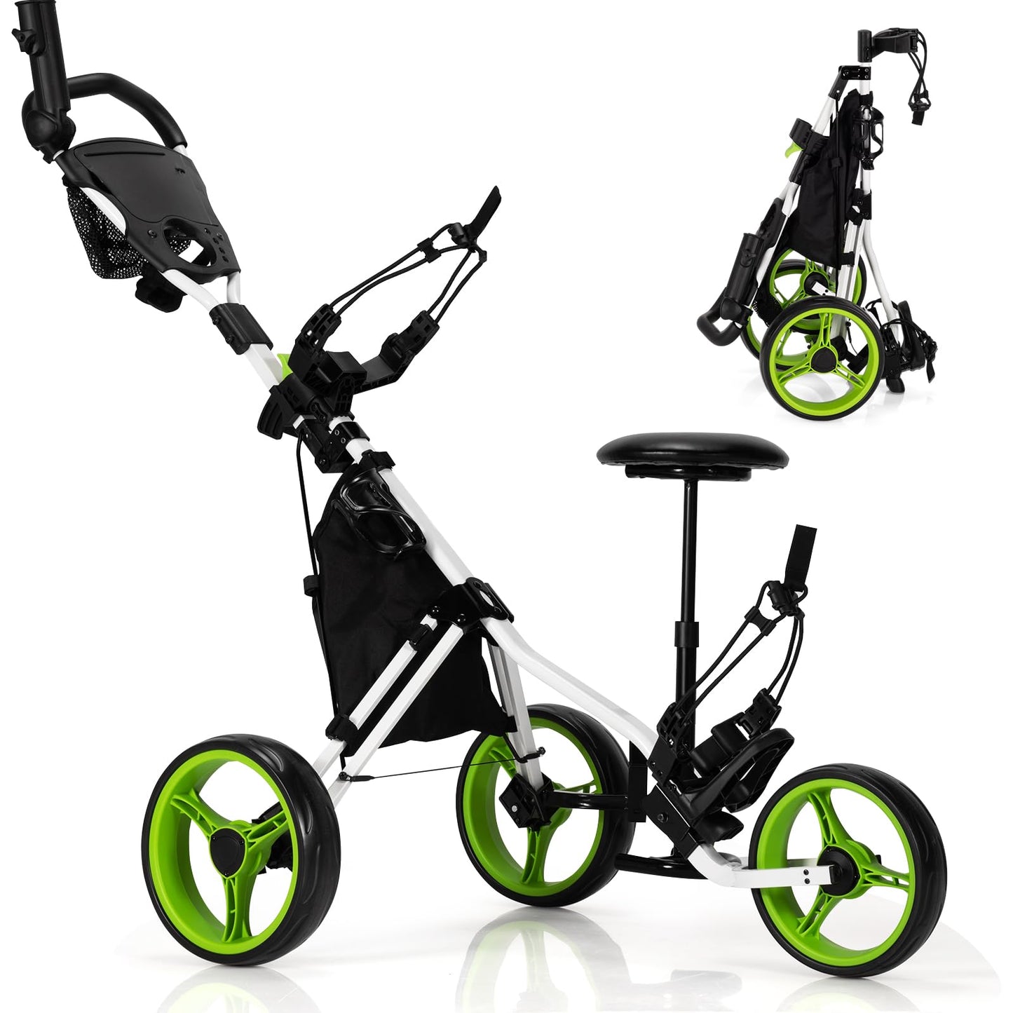 Golf Push Pull Cart Lightweight 3 Wheels Golf Push Cart
