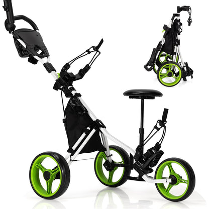 Golf Push Pull Cart Lightweight 3 Wheels Golf Push Cart