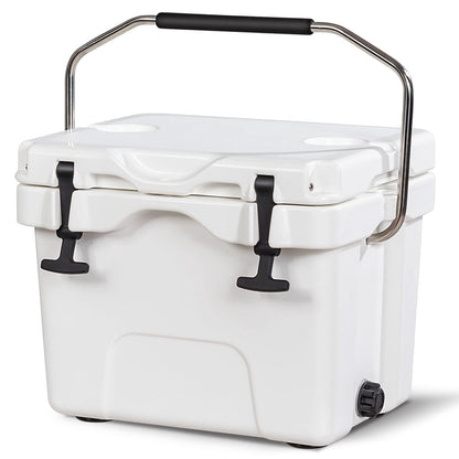 Gymax 16 Quart Cooler 24 Can Insulated Ice Chest Box with Heavy Duty Handle and 2 Cup Holders