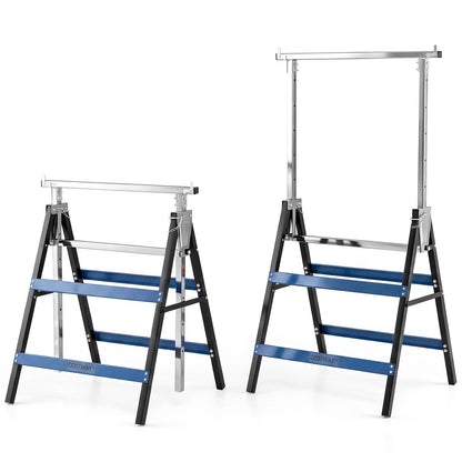 2 Pack Folding Saw Horses Adjustable Height Sawhorse Set with Top Limit Clip
