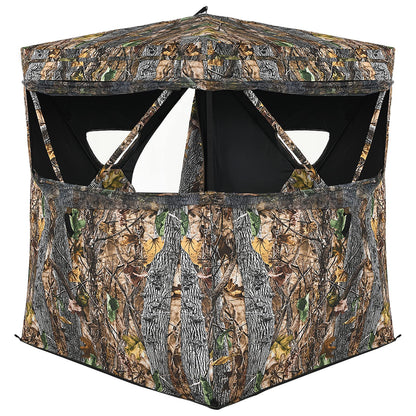 Pop Up Hunting Ground Blind 3 Person Camouflage Hunting Tent W/ Silent Slide Windows