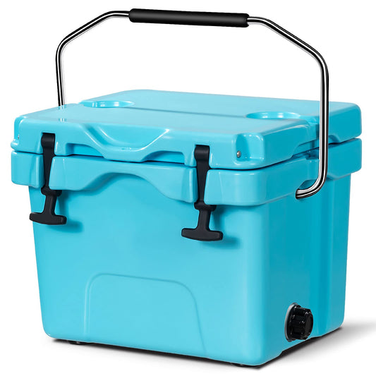 Gymax 16 Quart Cooler 24 Can Insulated Ice Chest Box with Heavy Duty Handle and 2 Cup Holders