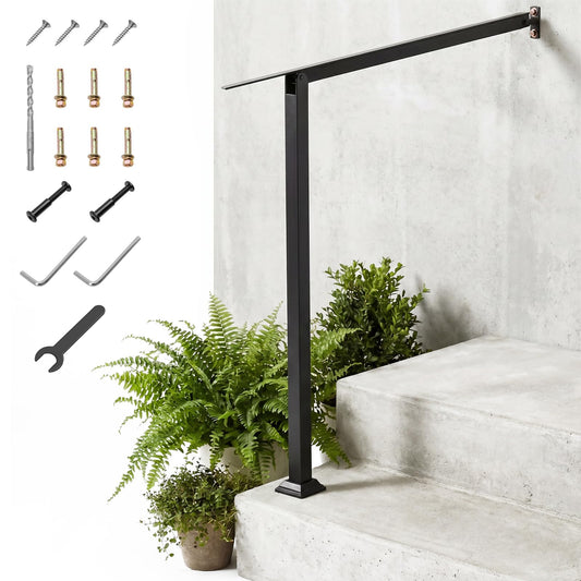 Handrails for Outdoor Steps 2/3/4 Step Stair Railing Kit with Adjustable Armrest