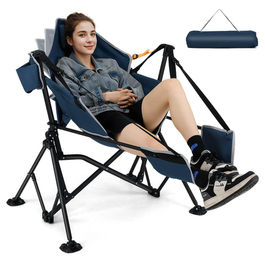 Oversized Hammock Camping Chair with Footrest for Adults with Cup Holder