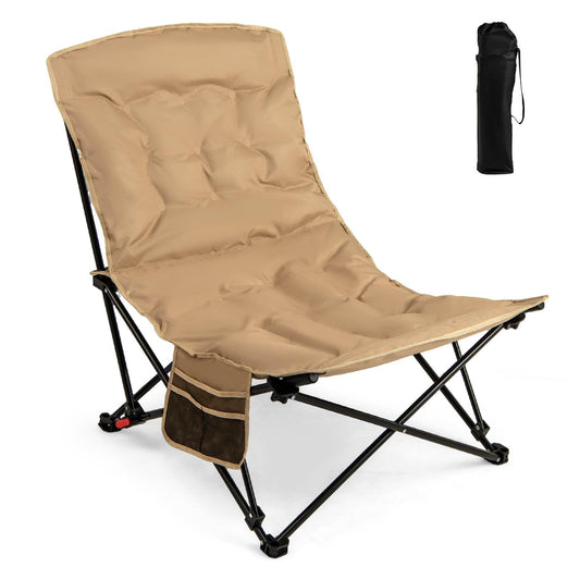 Folding Camping Chair for Adults with Adjustable Backrest and Padded Seat