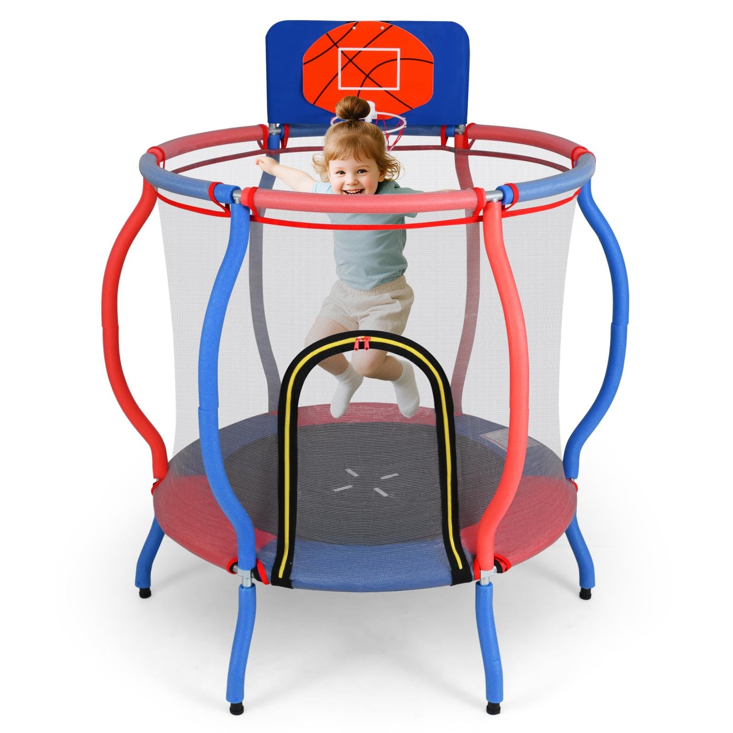 48" Trampoline for Kids with Basketball Hoop