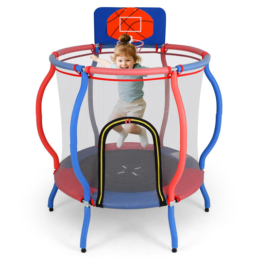 48" Trampoline for Kids with Basketball Hoop