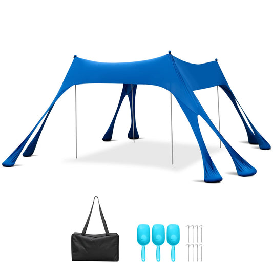 3 x 3m Beach Sunshade Canopy Windproof Sunshade for Beach Camping Patio Trip