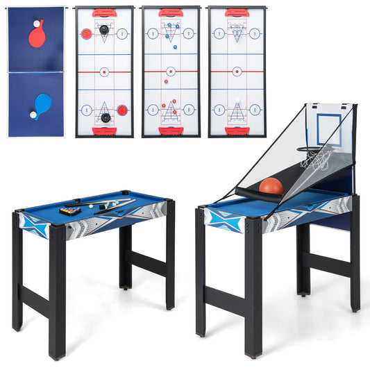 6 in 1 Combo Game Table with Basketball Billiards Ping Pong Hockey Shuffleboard Bowling for Kids and Adults
