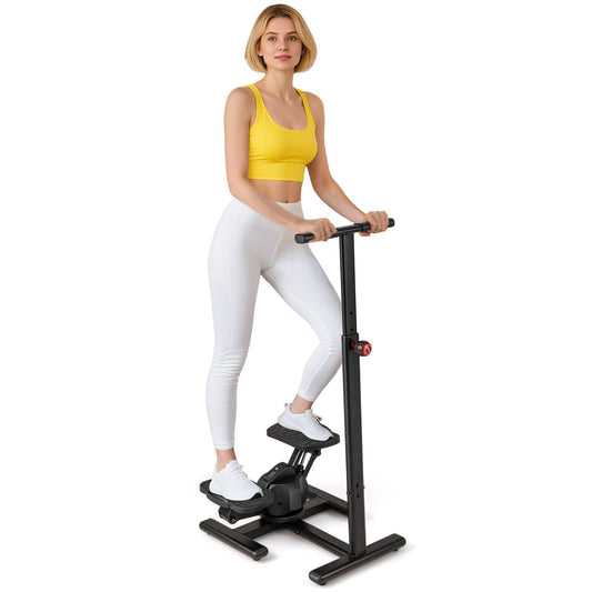 Twist Stair Stepper Workout Equipment with Height-Adjustable Handlebar & Non-slip Pedals