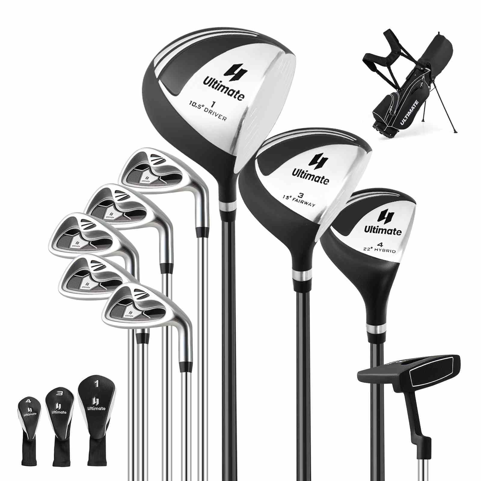 Complete Golf Club Package Set with oversize aluminum driver for