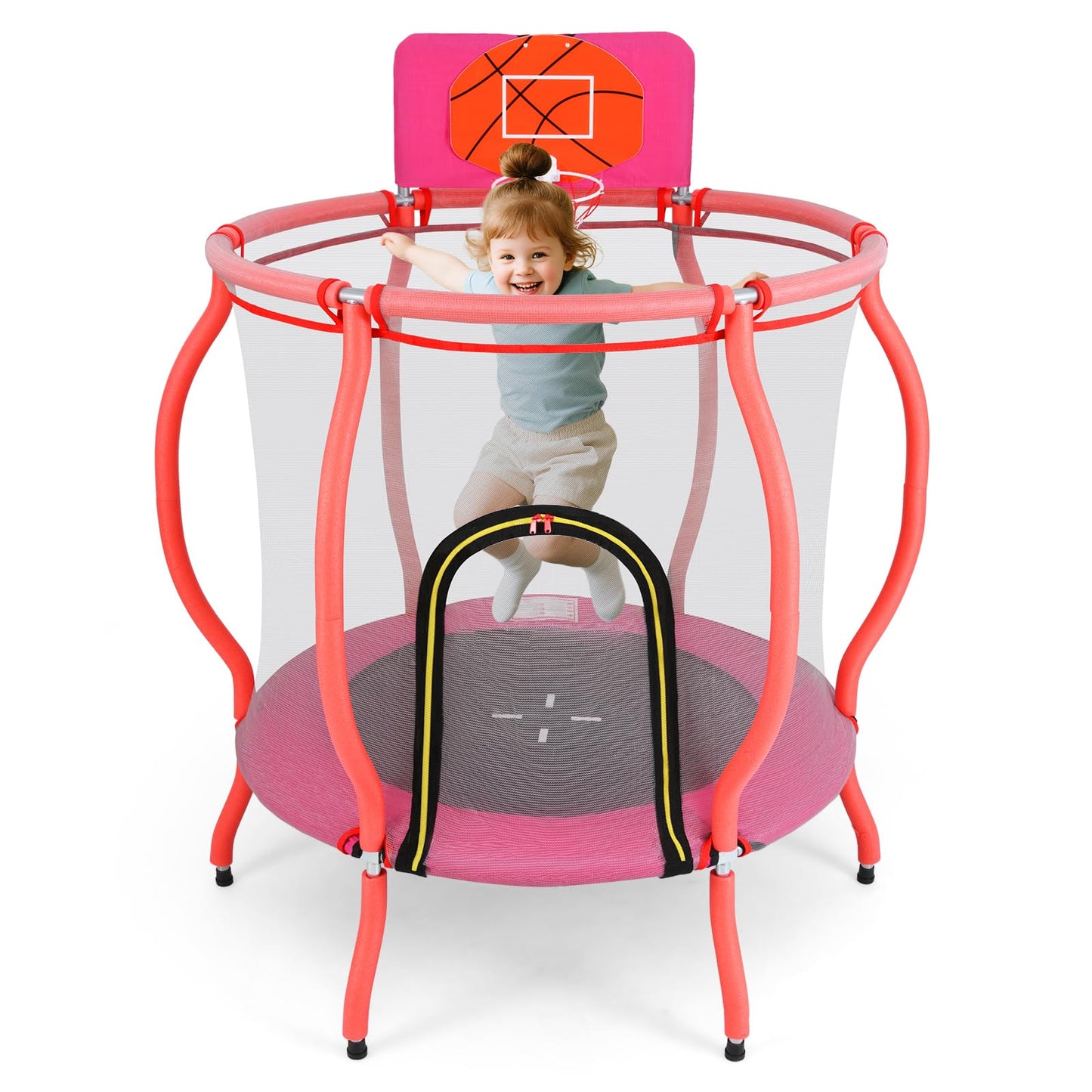48" Trampoline for Kids with Basketball Hoop