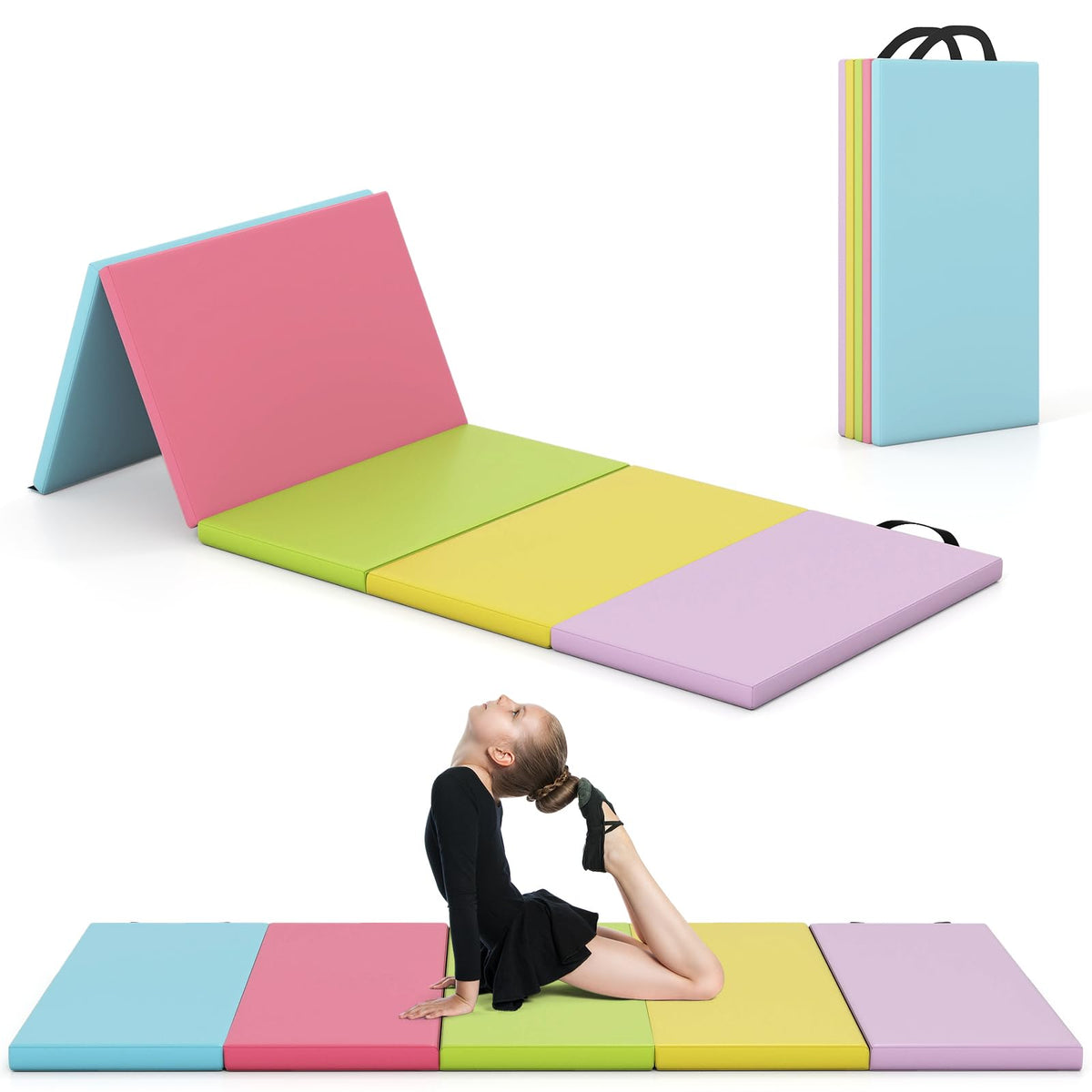 200 cm x 75 cm Tumbling Mat for Kids Portable & Lightweight PU Leather Exercise Mat