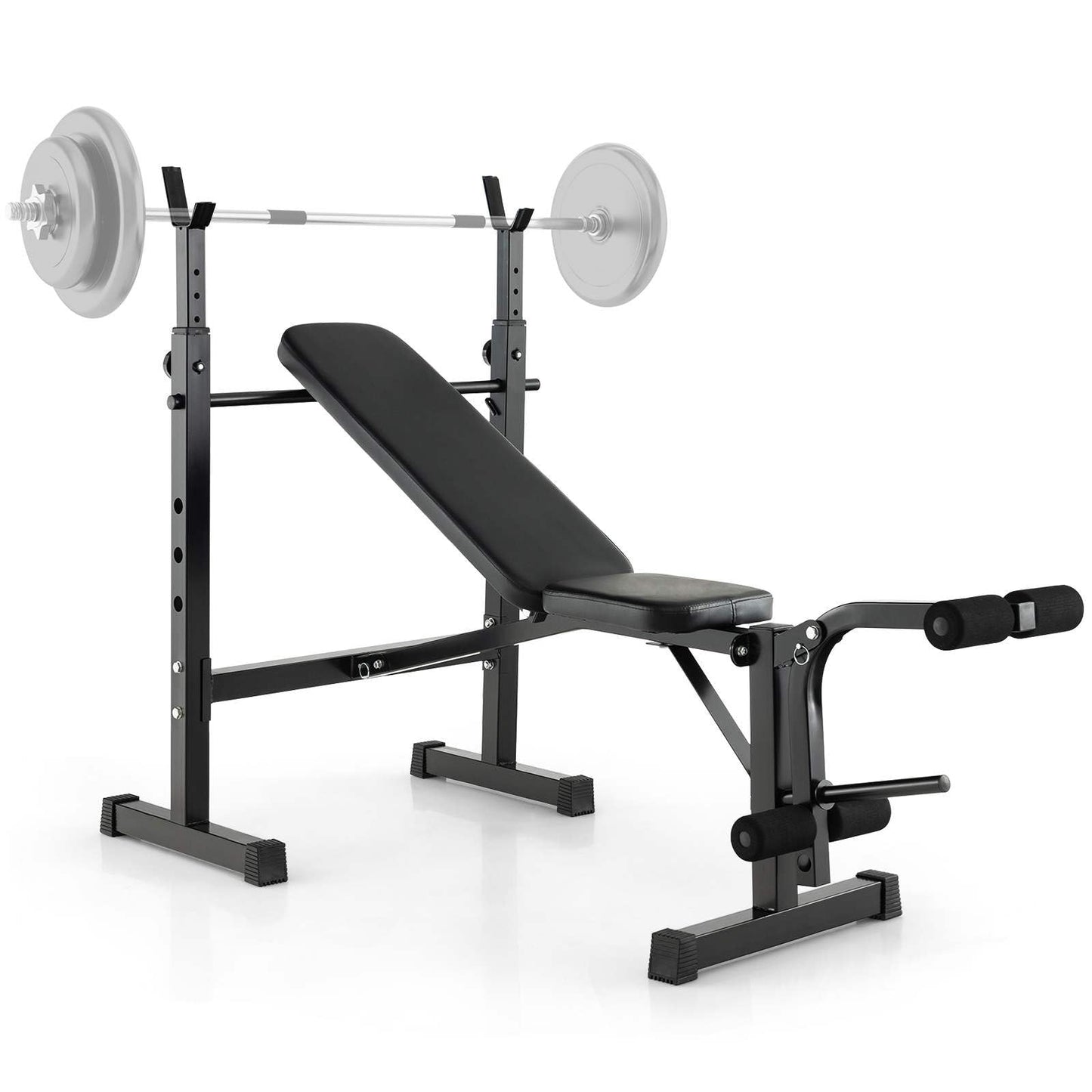 Adjustable Weight Bench & Barbell Rack Set Multipurpose Fitness Machine