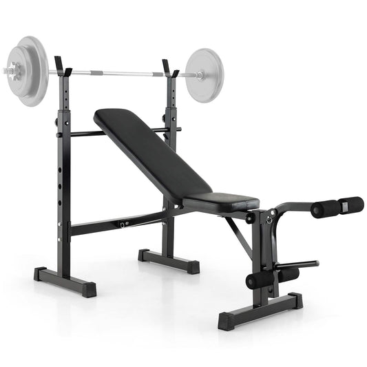 Adjustable Weight Bench & Barbell Rack Set Multipurpose Fitness Machine