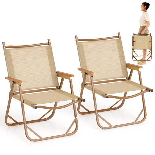 Portable Lawn Chairs Set of 2 with Armrests Folding Camp Chairs
