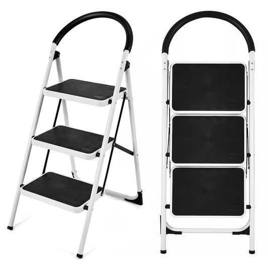 Folding 2/3 Steps Iron Stepladder with Platform and Handrail