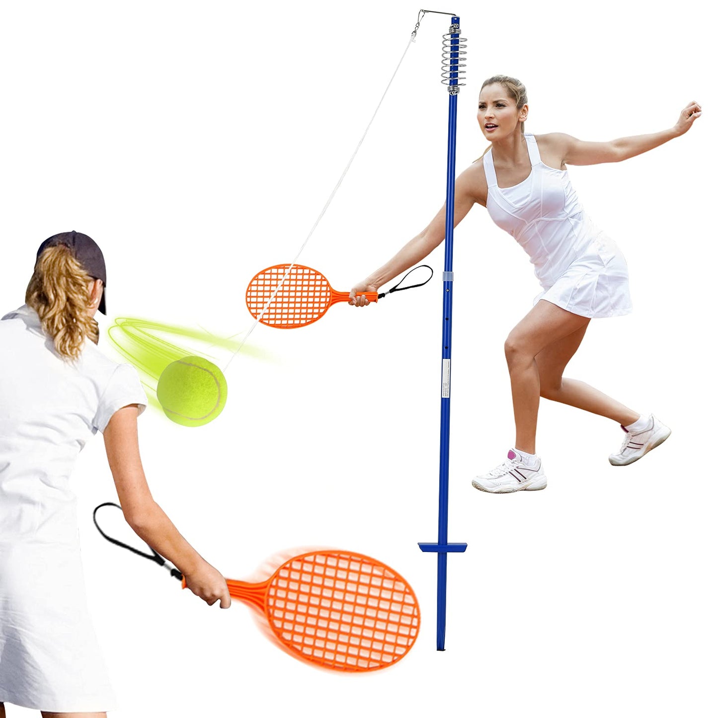 3-Level Height-Adjustable Swing Ball Outdoor Game Set W/Ball and Spiral Coil