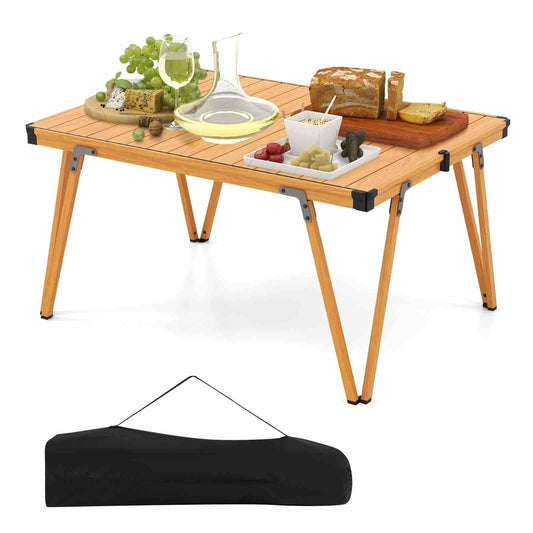 Folding Camping Table w/Storage Bag and Waterproof Desktop 80kg Load Capacity