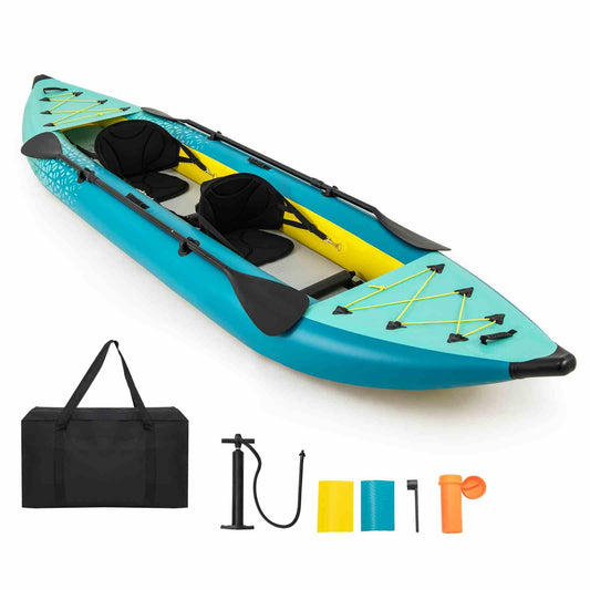 2-Person Kayak with Aluminium Oars EVA Padded Seat