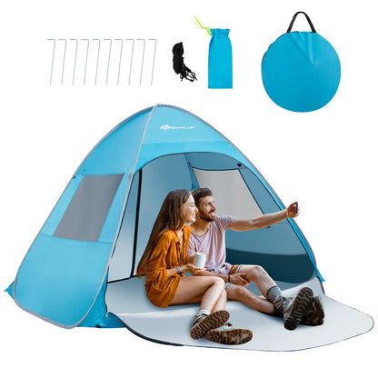 2-4 Persons Automatic Pop-up Beach Tent UPF50+ Sun Protection