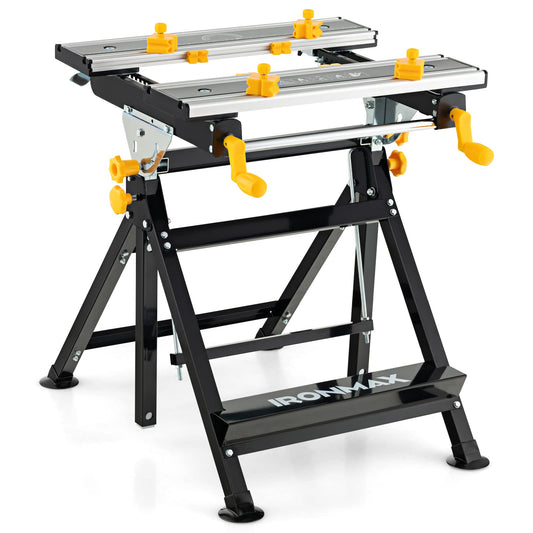 Folding Work Table 125kg Load Capacity with Tiltable Platform and 7-level Adjustable Height