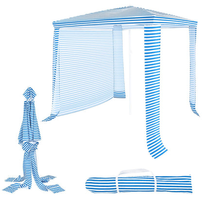 204 x 207 CM Foldable Beach Cabana Easy-Setup Portable Beach Canopy