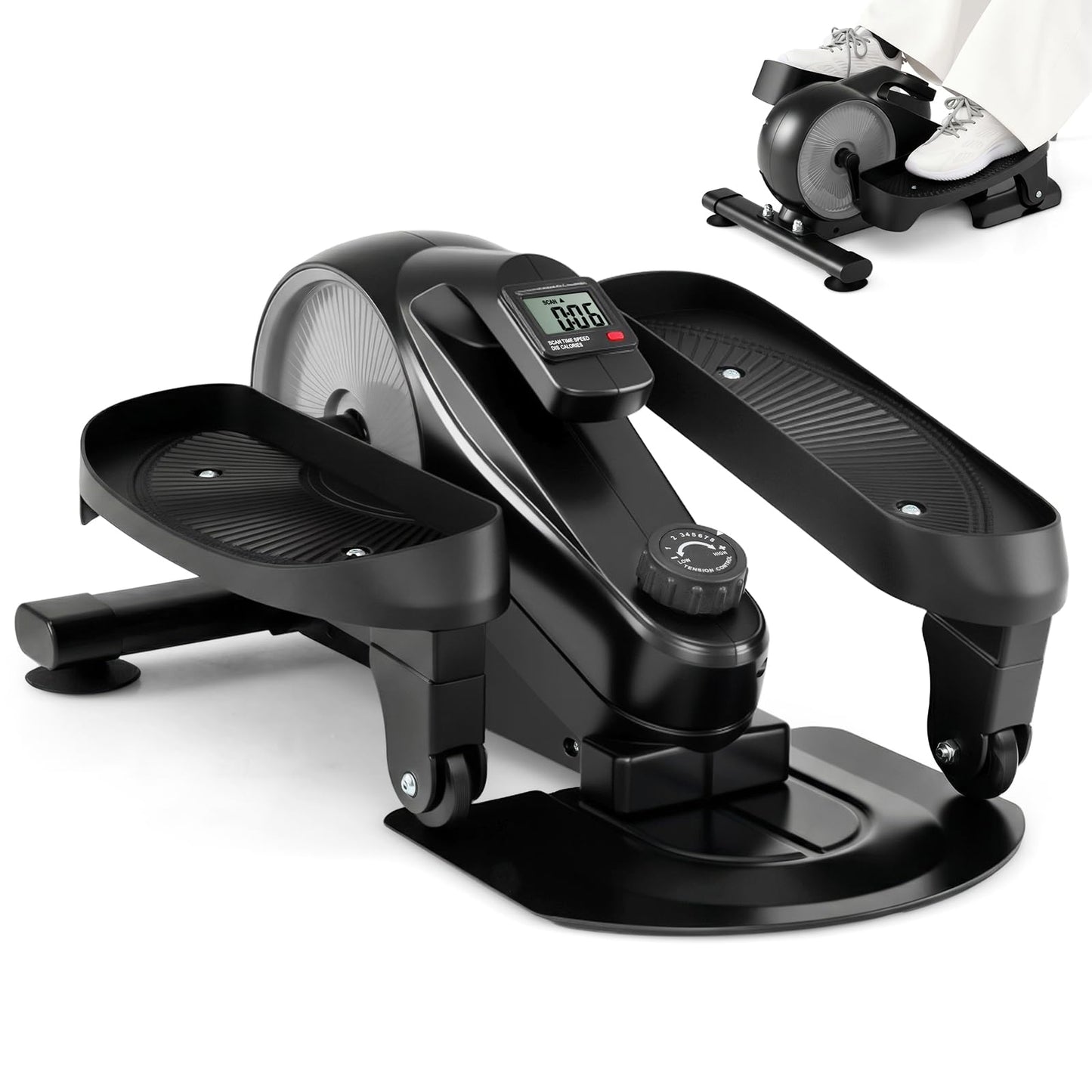 Under Desk Elliptical Pedal Exerciser, Adjustable Magnetic Resistance