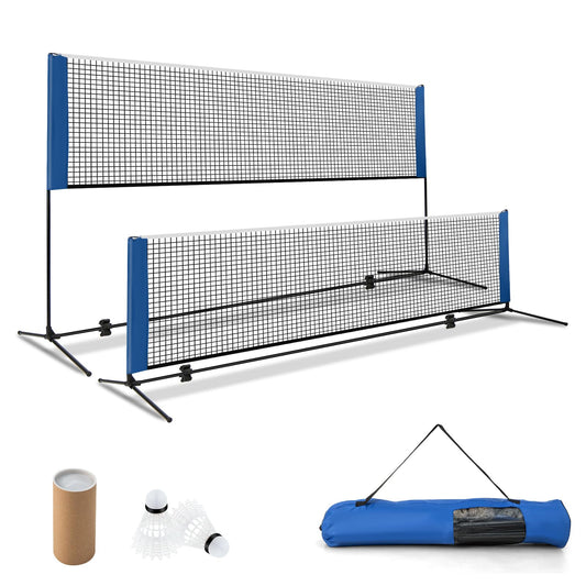 Portable Badminton Set with 2 Shuttlecocks Footpads Clamp Pads Carry Bag