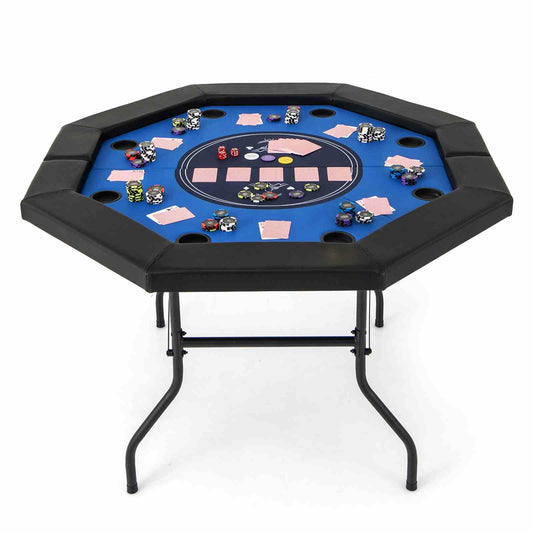 122cm Foldable Poker Table for 8 Players Octagon Poker Card Board Game Leisure Table