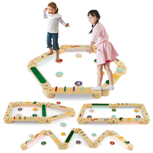Wooden Kids Balance Beam Set with Stepping Stones