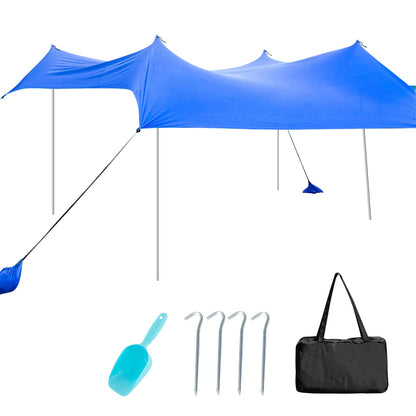 Large Beach Tent Canopy With Sandbags Sand Shovel UPF50+ Windproof (210 x 210 x 180 cm)