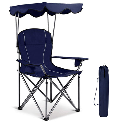 Folding Camping Chair with Adjustable Shade Canopy and Carrying Bag