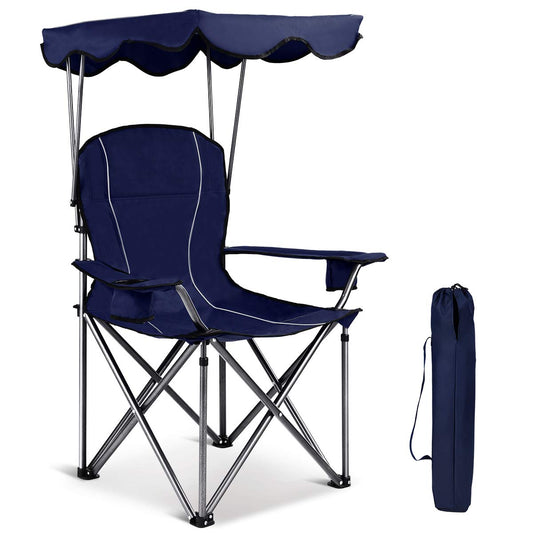 Folding Camping Chair with Adjustable Shade Canopy and Carrying Bag